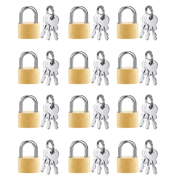 New Arrivals 12 Pack Mini Padlock Small Solid Brass Locks with 3 Key
