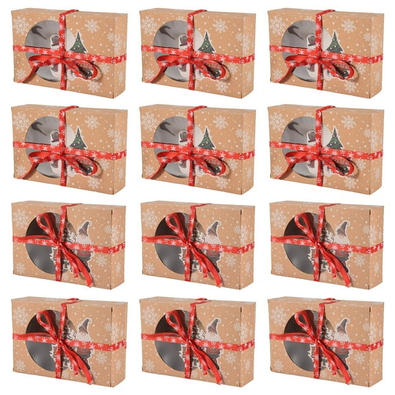 New Arrivals 12Pcs Christmas Cookie Box Paper for Packaging Cakes Pastries
