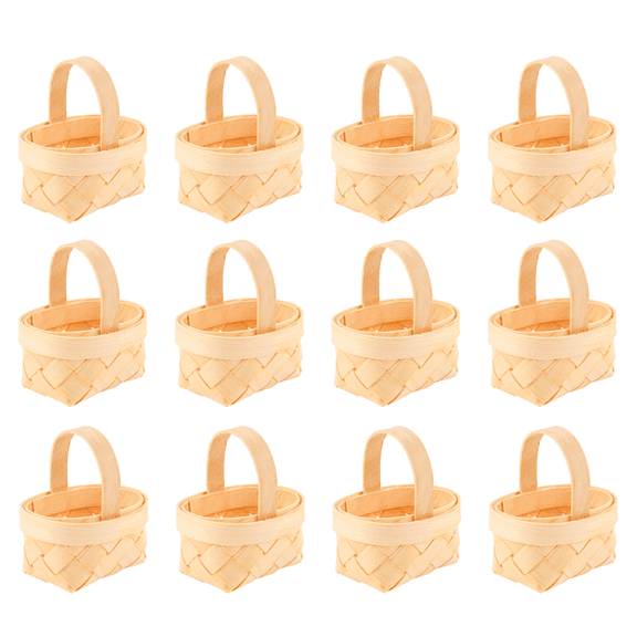 New Arrivals 12Pcs Wood Mini Baskets Manual Woven Candy Storage Box