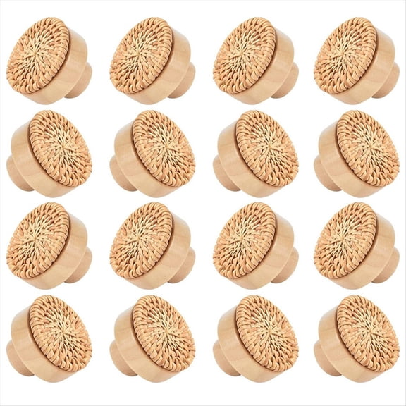New Arrivals 16Pack Boho Rattan Dresser Knobs, Handmade Wicker Woven Pulls
