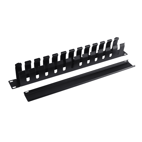 New Arrivals 1U Cable Management Horizontal Mount 19 Inch Server Rack , 12 Slot Metal Finger Duct Wire Organizer With Cover