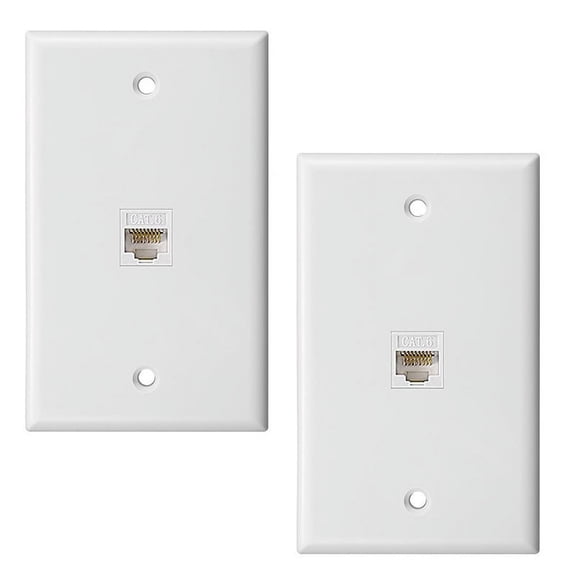 New Arrivals 2-Pack 1-Port Ethernet Wall Plate, Jack Plate with RJ45