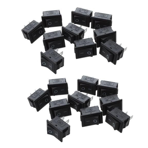 New Arrivals 20 Pcs SPST Mini Black 2 Pin Rocker Switch AC 125V 10A 250V 6A