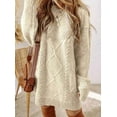 thumbnail image 1 of New Arrivals 2025: Women's Oversized Knit Dresses - Casual Long Sleeve Cable Knit Pullover Dresses with Lantern Sleeves, 1 of 6