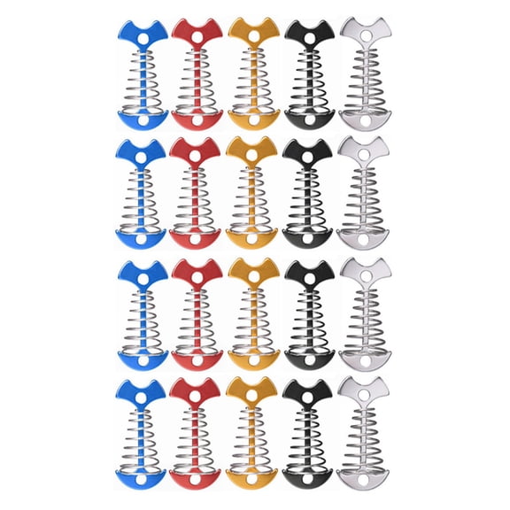 New Arrivals 20Pcs Adjustable Plank Floor Spring Anchor Tent Pegs Buckle Outdoor Awning Deck Fixed Nails Camping Hooks