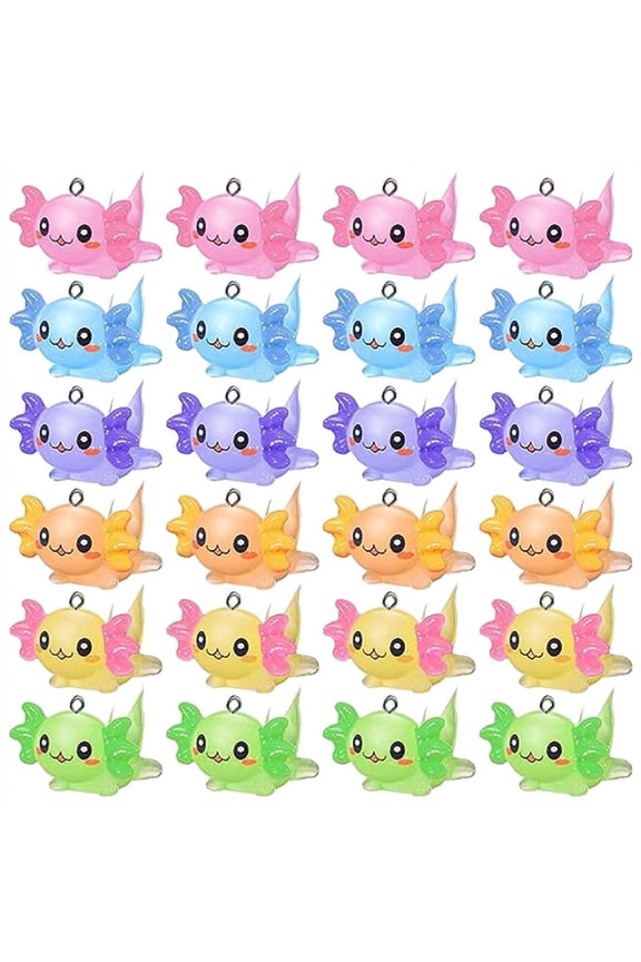 New Arrivals 24 PCS Animal Charms Axolotl Resin for Jewelry Making Tiny