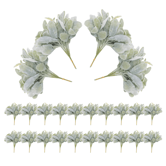 New Arrivals 24 Pcs Artificial Flocked Lambs Ear Greenery Stems Faux Lamb's Decor