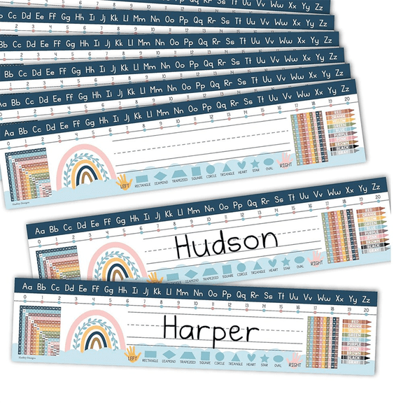 New Arrivals 25 Boho Teacher Name Plate for Desk Classroom - Tags Kindergarten, Student Plates