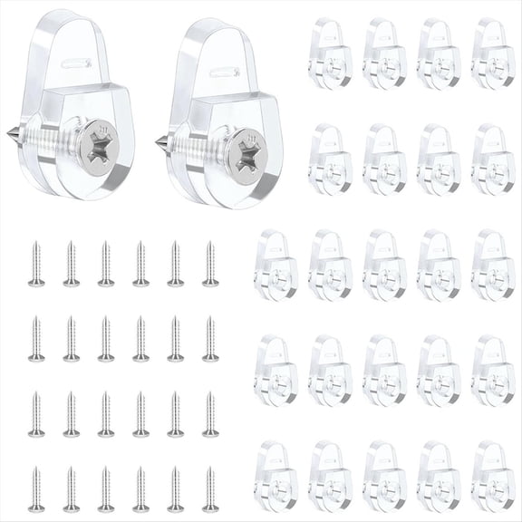 New Arrivals 25 Pack Mirror Mounting Clips Kit, Round Hangers for Wall Glass Retainer Kit Clear