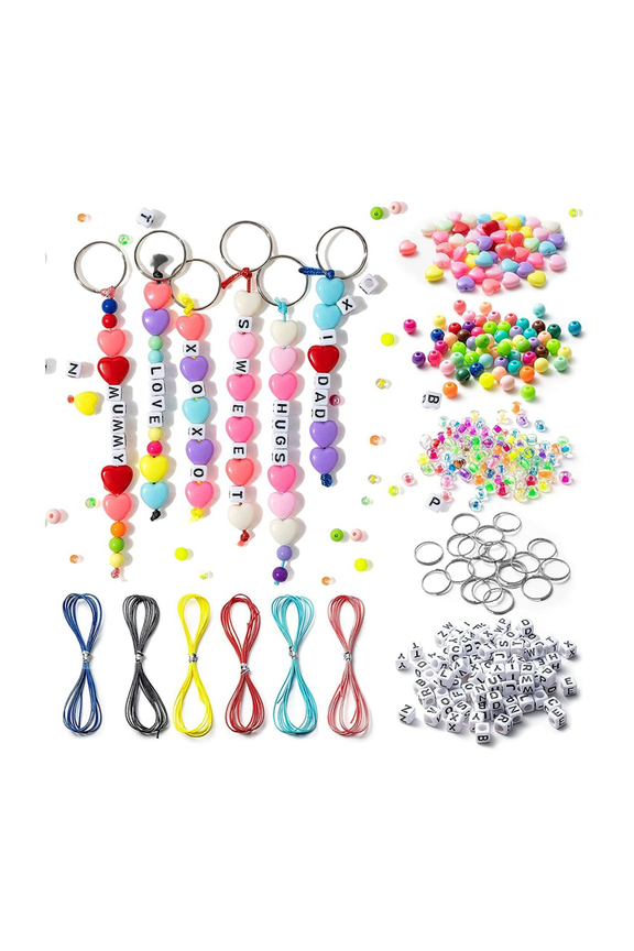 New Arrivals 286Pcs DIY Keychain Making Craft Kits, Supplies with Alphabet Beads
