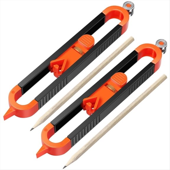 New Arrivals 2Pcs Precise Contour Scribe Tool, Adjustable Gauge Tool with Pencils and Lock, Corner Measuring Scribing