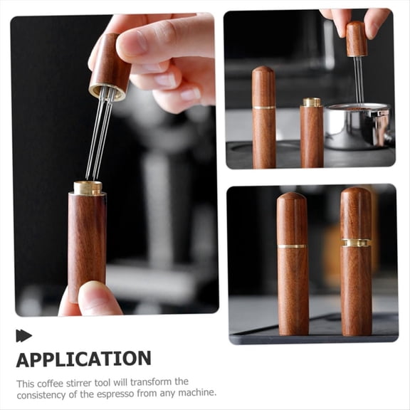 New Arrivals 2Pcs Tools Coffee Ground Espresso Stirrer Distributor Whisk for Powder Distribution Needle Coffee, Brown