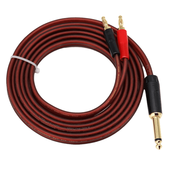 New Arrivals 2X 1/4 to Banana Plug,6.35mm Phono Plug Speaker Audio Cable,Gold-Plated Male Dual Banana(1.5M)