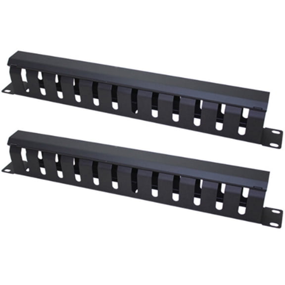 New Arrivals 2X 1U Cable Management Horizontal Mount 19 Inch Server Rack , 12 Slot Metal Finger Duct Wire Organizer with Cover