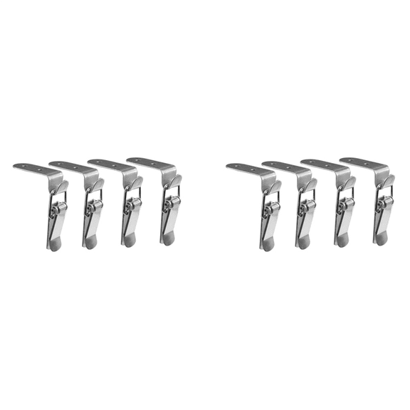 New Arrivals 2X 90 Degrees Duck-Mouth Buckle Hook Lock Stainless Steel Spring Loaded Draw Toggle Latch Clamp Silver Hasp Catch