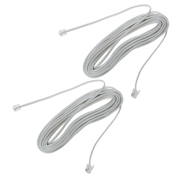 New Arrivals 2X 9M 30ft RJ11 6P2C Modular Telephone Phone Cables Wire White