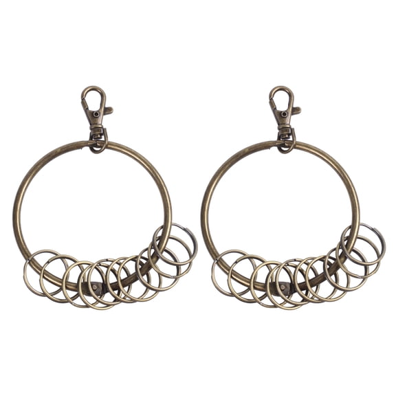 New Arrivals 2X Bronze Tone Carabiner Prisoner Keyring 10 Loops Key Chain Ring 7.6cm