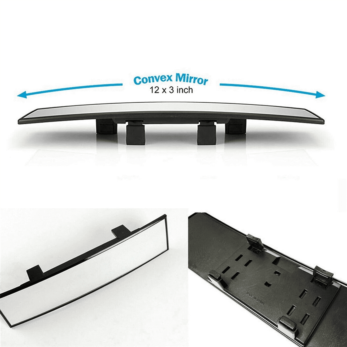 Verivue Rear View Mirror Car Rearview Mirrors, Universal 12 Inch Anti-Glare HD Panoramic Convex Mirror Interior Clip On Wide Angle Rear View Mirror Use Cars Suvs Trucks Car Mirror Accessories 4 thumbnail image