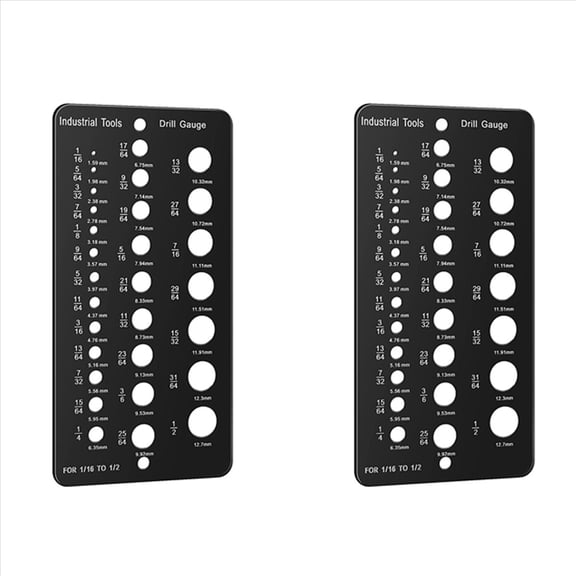 New Arrivals 2X Drill Bit Gauge 1/16 Inch to 1/2 Inch, Screw Size and Thread Inches & Decimal Guide