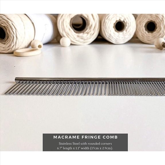 New Arrivals 2X Macrame Fringe Comb Tapestry Weaving Stainless Steel for Brushing Through Long Hair Single Strand Cotton Cord