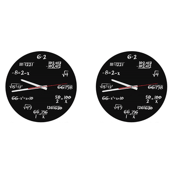 New Arrivals 2X Math Wall Clock , Formulas Quiz in Black And White Equation for Home, Office
