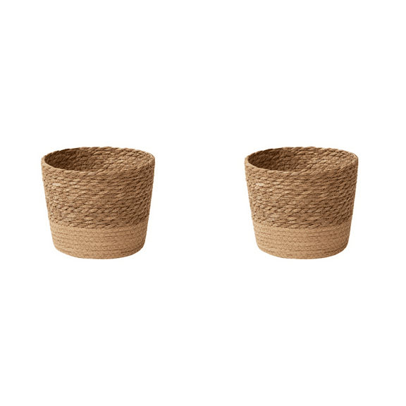 New Arrivals 2X Straw Weaving Flower Plant Pot Wicker Basket Rattan Flowerpot Storage Handmade Woven Planter S