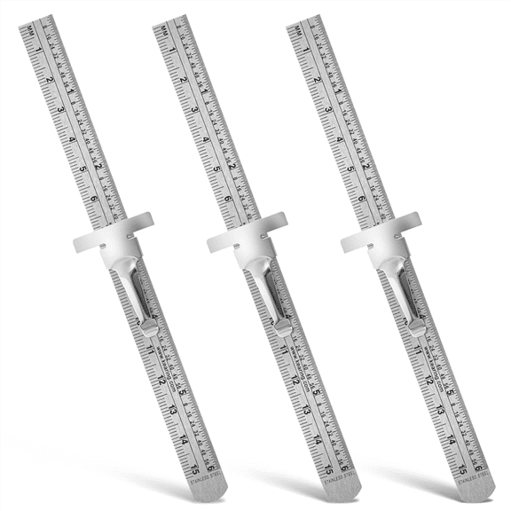 New Arrivals 3 PCS Machinist Ruler,6 Inch 15 cm Pocket Ruler with Detachable Clips