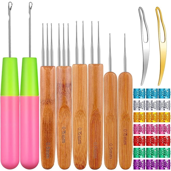 New Arrivals 31Pc Crochet Needle Locking Tool Set,with Dreadlocks Hair Ring