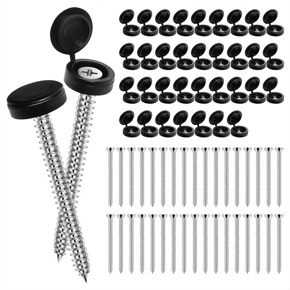 New Arrivals 36 Pcs 8 X 3 Inch Shutter Screws with Caps Fasteners for , Outside Shutters Exterior and Cap Black