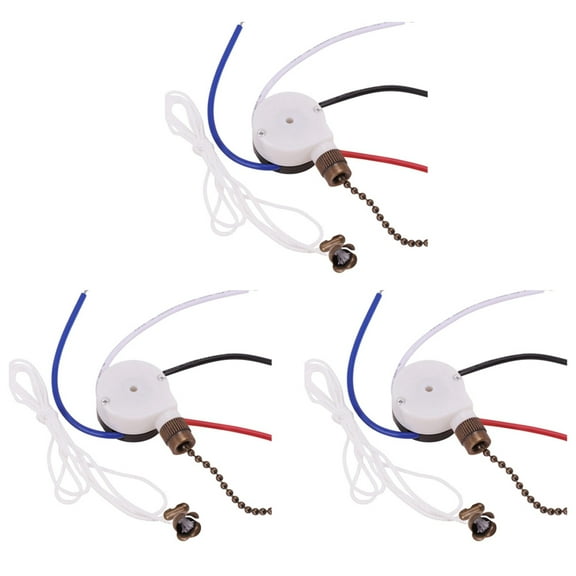New Arrivals 3X Ceiling Fan Switch Kit 3 Speed 4 Wire, Zipper Control Switch, ZE-208S Pull Wire with Rope Bronze