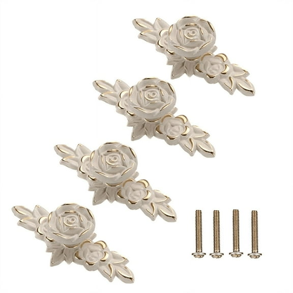 New Arrivals 4 Pcs Euro Roses Cabinet Knobs with Backplate
