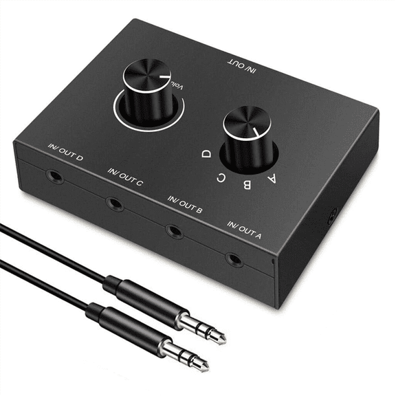 New Arrivals 4 Way 3.5mm Jack Audio Switcher
