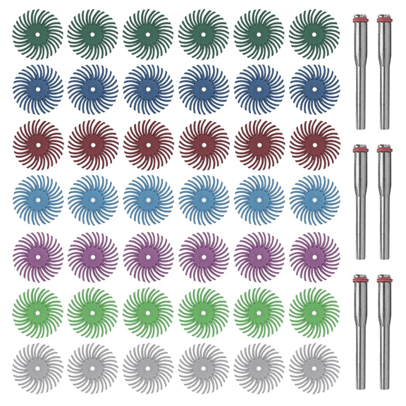 New Arrivals 42pc 1inch Radial Bristle Disc Kit with 1/8inch Shank for Rotary Tool