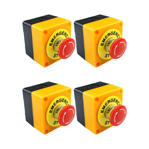 New Arrivals 4Pcs Red Mushroom Emergency Stop Shut Off Push Button Switch No + Nc 22mm Cnc Gecko