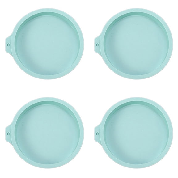 New Arrivals 4Pcs Silicone Cake Pan Round Layer Set Bakeware Mold for Baking Tool Rainbow and Mousse, Blue, 6Inch