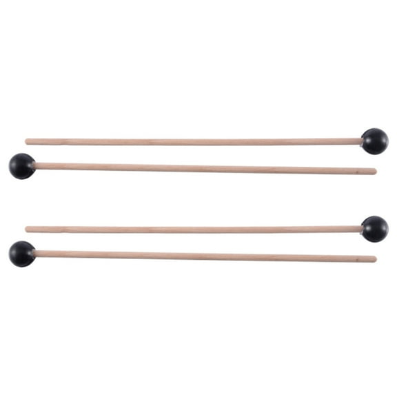 New Arrivals 4Pcs Soft Rubber Head Sticks Wood Handle Bell Mallets for Glockenspiel Xylophone Music Instruments Parts Black