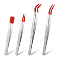 thumbnail image 1 of New Arrivals 4Pieces Tweezers with Rubber Tips PVC Coated Set, Straight Tip Flat Tweezer, 1 of 7