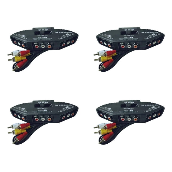 New Arrivals 4X 3-Way Audio Video AV Switch Box Splitter W/ Cable for TV X-Box DVD Player Devices