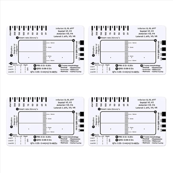 New Arrivals 4X ECG 7 Step Ruler, Ruler for ECG/EKG Interpretation, Rapid and Quick Cardiac Analysis Measurement Tool