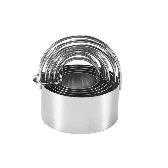 New Arrivals 5 Pcs Biscuit Cutter with Handle - Stainless Steel Round Circle Donut