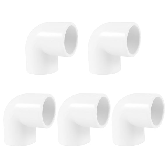 New Arrivals 5 Pieces 20mm Dia 90 Angle Degree Elbow PVC Pipe Fittings Adapter Connector White