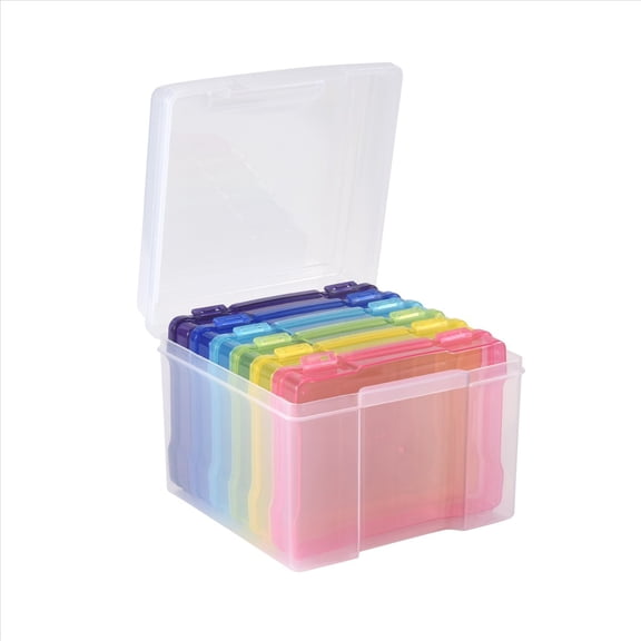 New Arrivals 5X7 inch Photos Cases and Clear Craft Keeper with Buckle Design 6 Inner Plastic Storage Container Box A