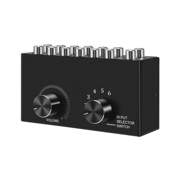 New Arrivals 6 in 1 Out L / R Stereo Audio Switcher with Mute Button
