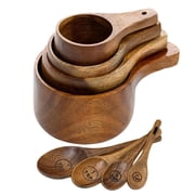 New Arrivals 8 Piece Wooden Measuring Cups and Spoons Set for Baking & Cooking