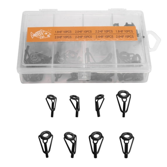 New Arrivals 80 Pcs Fishing Rod Tip Repair Kit Stainless Steel Ceramic Ring Guide Tips Replacement for Sea