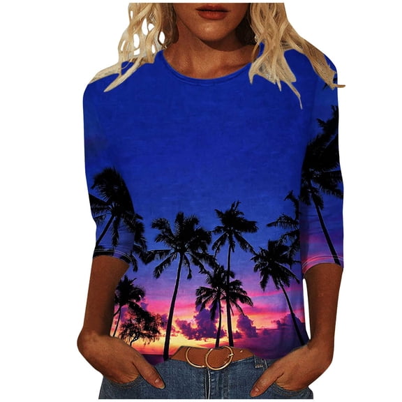 New Arrivals BeiFu Long Sleeve Shirts For Women Casual Womens Tops 3/4 Sleeve Loose Fit Women Blouses Cotton Blend T Shirts For Women Cotton Blend Fall Outfits For Women 2025