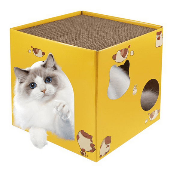 New Arrivals Cat Cardboard House with Scratch Pads Corrugated Bed