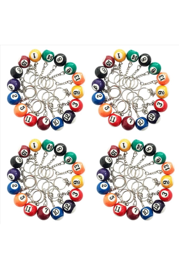 New Arrivals Colorful Billiard Ball Keychain Set 64 Pcs, Key Chain Balls Eightball Billar Billiards Chains Accessories