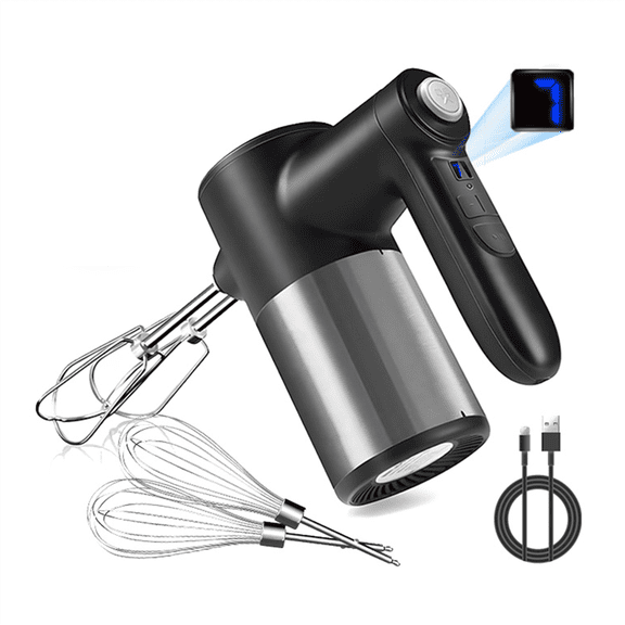 New Arrivals Cordless Hand Mixer,Digital Display 7 Speed Rechargeable Electric