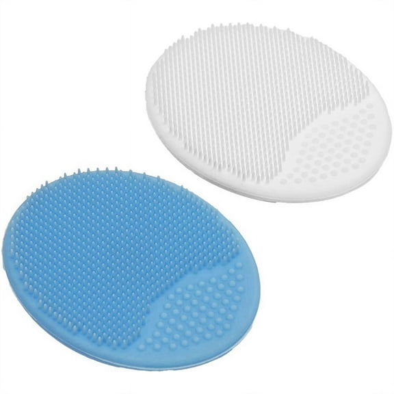 New Arrivals Exfoliating and Massaging Cradle Cap Bath Brushes Blue White, 2 Pack